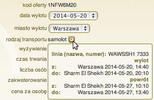 Szczegóły wylotu/przylotu