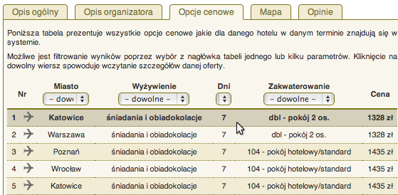 Opcje cenowe